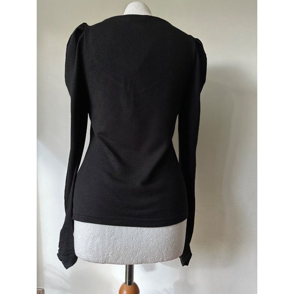 Dorothy Perkins Rib Lace Trim Top 8, 10, 12, 14, 16, 18 Puff Shoulders, Ruched - Picture 4 of 4